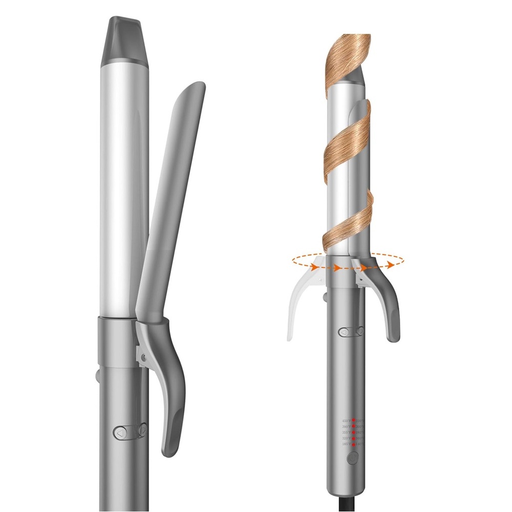 NWT Ukliss Automatic Rotating Curling Iron 5 Heat Settings Gray